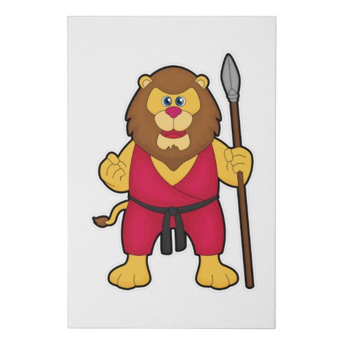 Lion as Warrior with Spear Faux Canvas Print