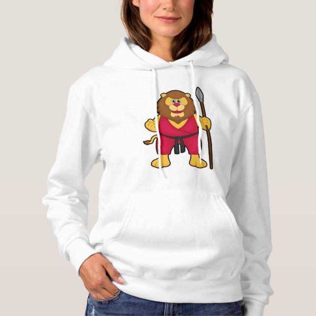 Lion as Warrior with Spear Hoodie (Front)