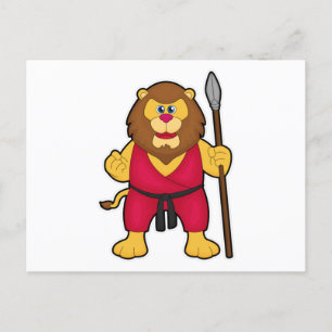Lion as Warrior with Spear Postcard