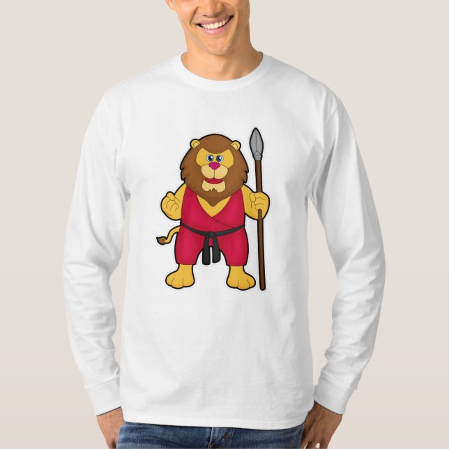 Lion as Warrior with Spear T-Shirt (Front)