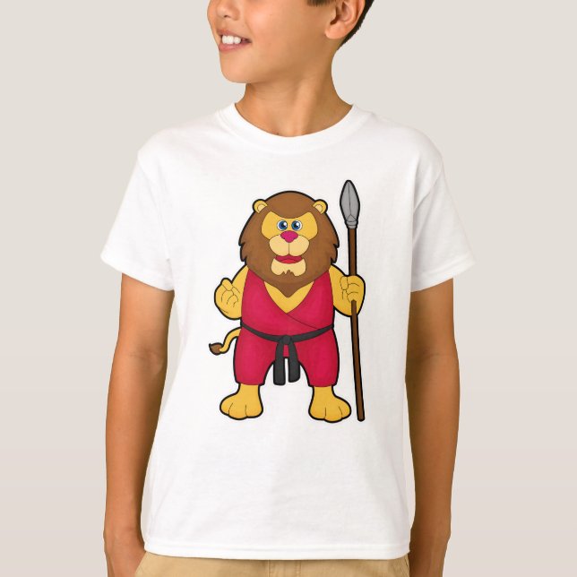 Lion as Warrior with Spear T-Shirt (Front)