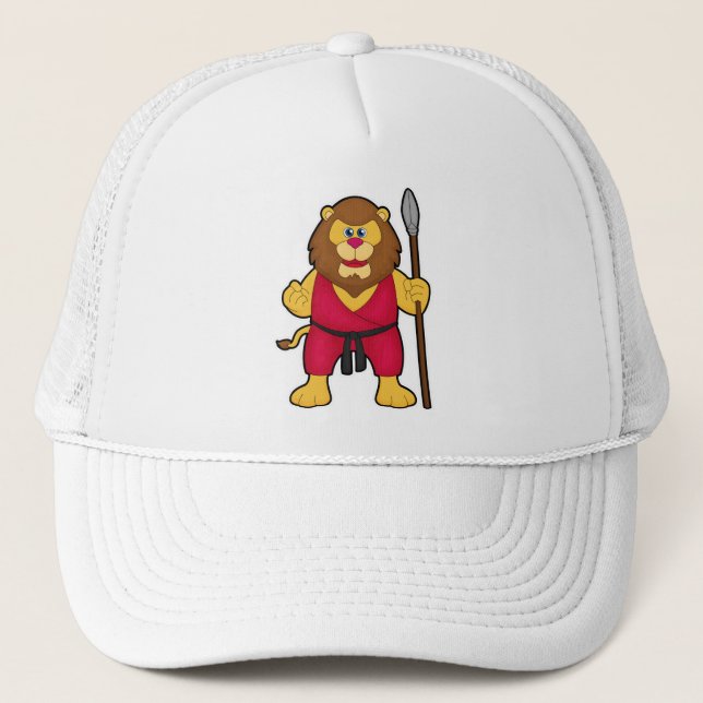 Lion as Warrior with Spear Trucker Hat (Front)
