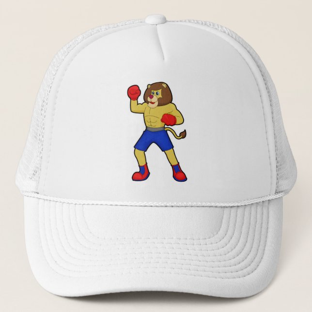 Lion at Boxing with Boxing gloves Trucker Hat (Front)