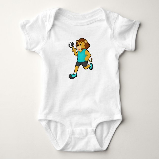 Lion at Handball player with Handball Baby Bodysuit (Front)