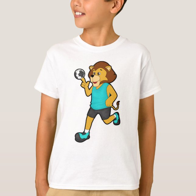 Lion at Handball player with Handball T-Shirt (Front)