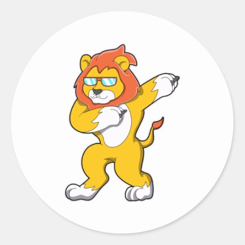 Lion at Hip Hop Dance Classic Round Sticker