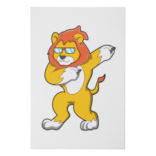 Lion at Hip Hop Dance Faux Canvas Print