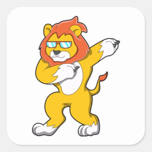 Lion at Hip Hop Dance Square Sticker