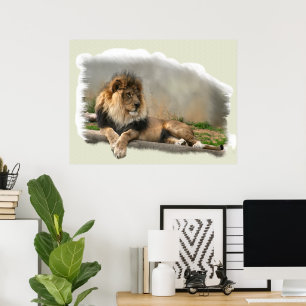 Lion At Rest Lion Lovers Art Poster