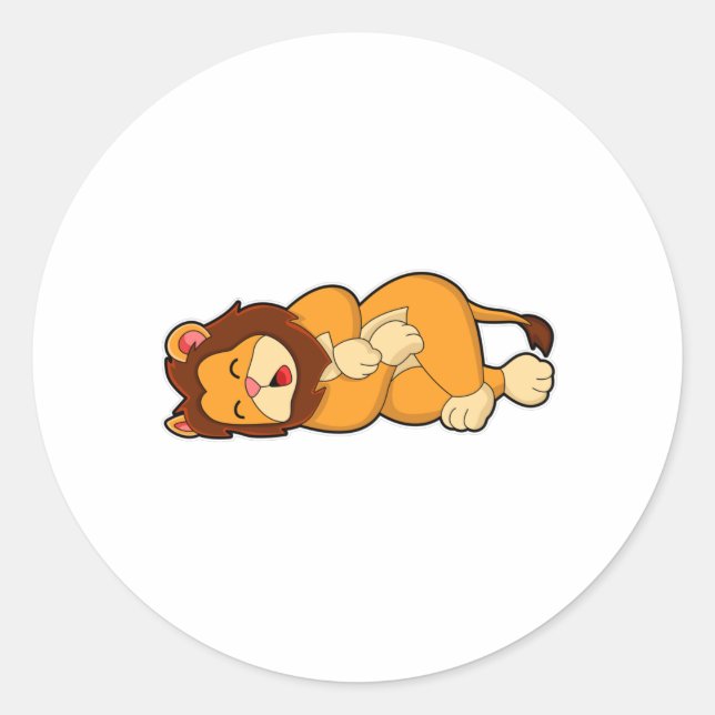 Lion at Sleeping Classic Round Sticker (Front)