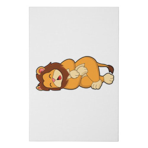 Lion at Sleeping Faux Canvas Print