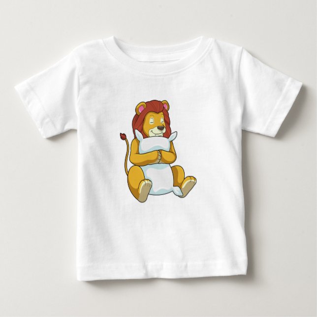 Lion at Sleeping with Pillow Baby T-Shirt (Front)