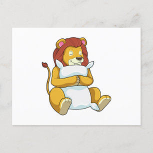Lion at Sleeping with Pillow Postcard