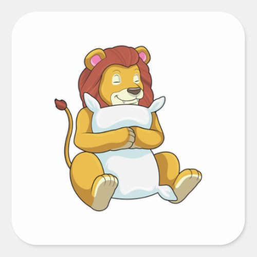 Lion at Sleeping with Pillow Square Sticker