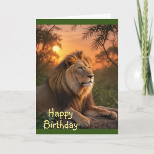 Lion at Sunset Card