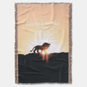 Lion at sunset Living on the EDGE Throw Blanket