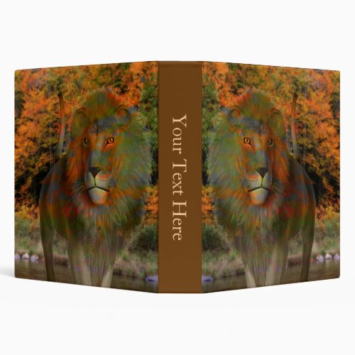 Lion Autumn Foliage Fantasy Art Personalized 3 Ring Binder