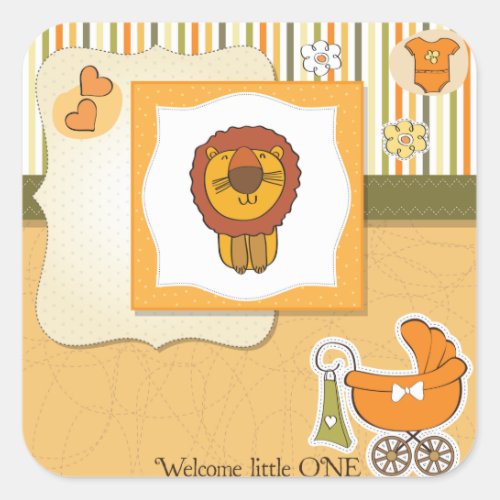 Lion Baby Announcement Stickers