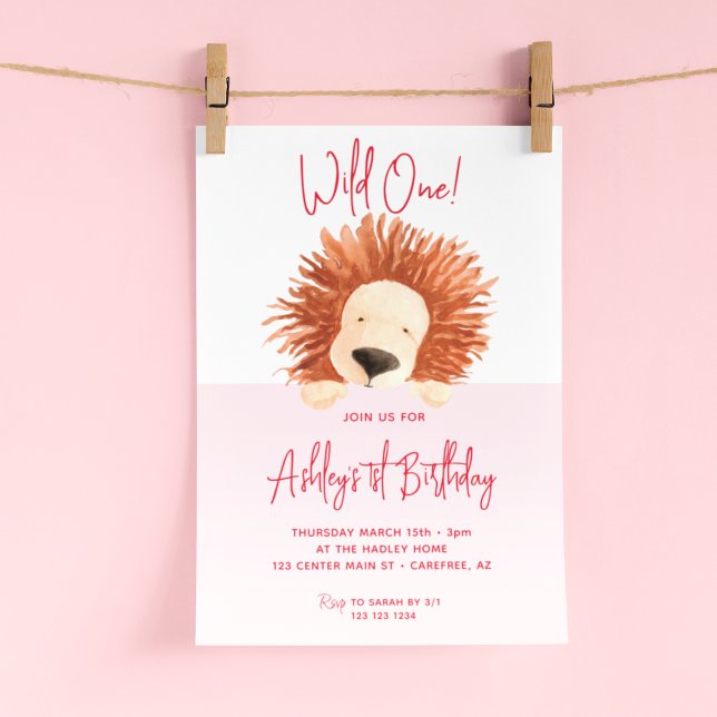 Lion Baby Birthday 1st Birthday Invitation (Creator Uploaded)