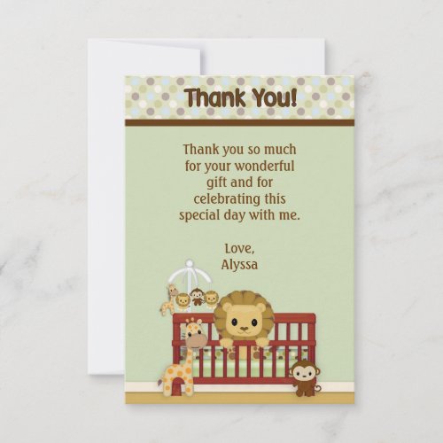 LION Baby Jungle Pals Thank You 3.5"x5"FLAT JPN-L Personalized Invites