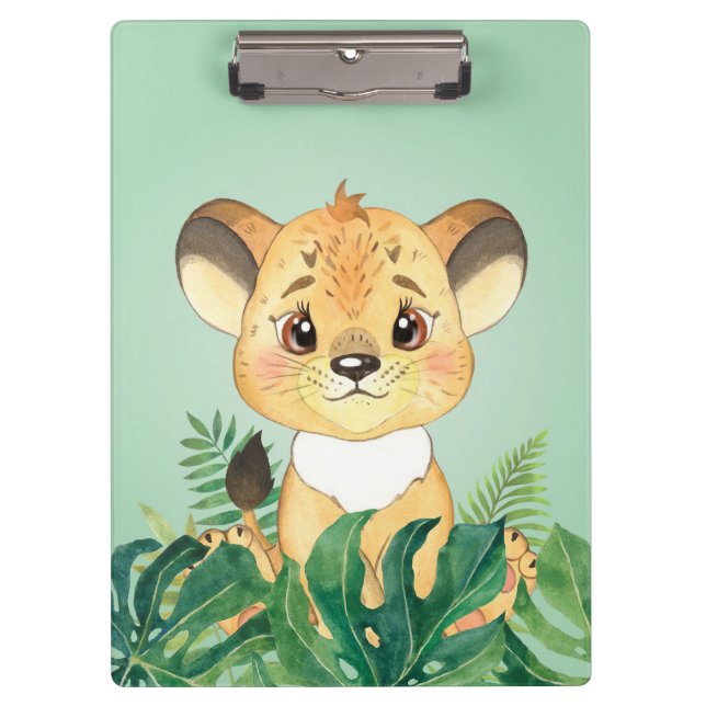 Lion Baby Lion And Leaf Clipboard (Front)