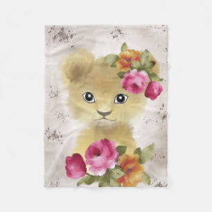 Lion Baby Lion Watercolor Fleece Blanket