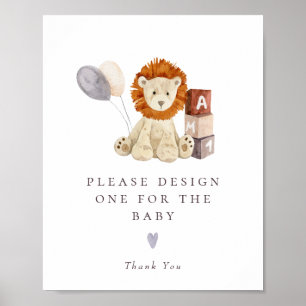 Lion Baby Shower Activity Station Sign