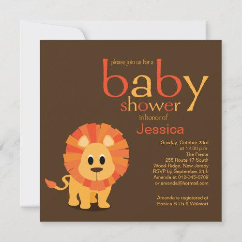 Lion Baby Shower Personalized Invite