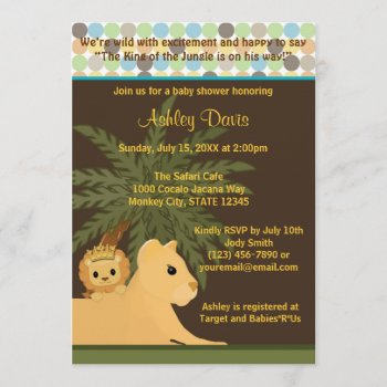 Lion Baby Shower Invitation King Of The Jungle Kot by MonkeyHutDesigns at Zazzle