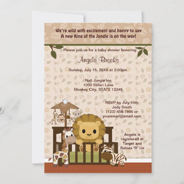 LION Baby Shower Invitation Nali Jungle NJL (Front)