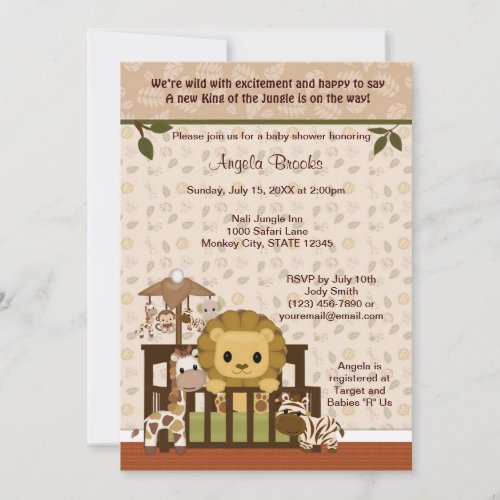 LION Baby Shower Invitation Nali Jungle NJL