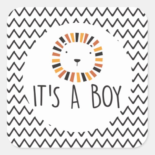 Lion Baby Shower Its a Boy Square Sticker