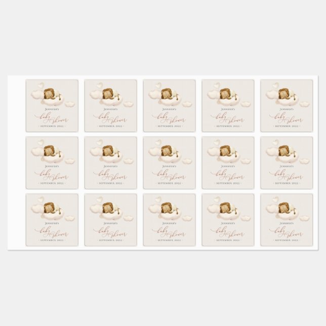 Lion Baby Shower Labels (Sheet)