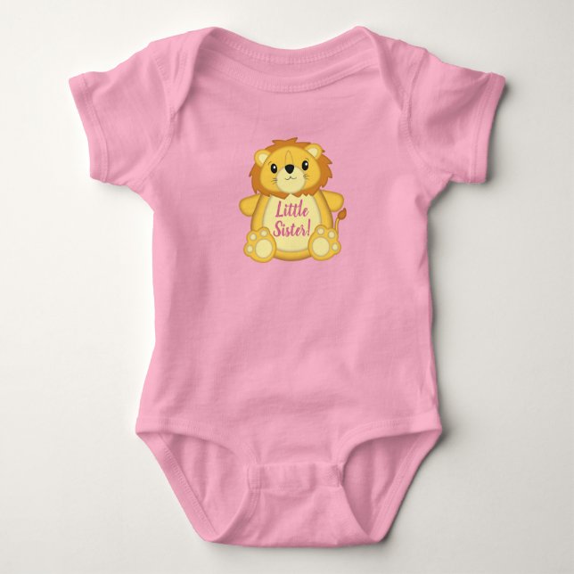 Lion Baby Shower Pink Baby Bodysuit (Front)