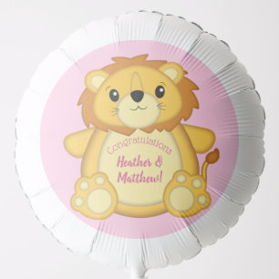 Lion Baby Shower Pink Balloon