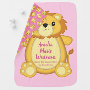 Lion Baby Shower Pink Blanket