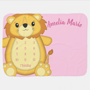 Lion Baby Shower Pink Blanket