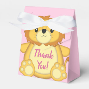 Lion Baby Shower Pink Favor Boxes