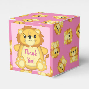 Lion Baby Shower Pink Favor Boxes