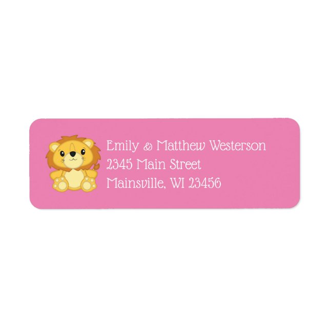 Lion Baby Shower Pink Label (Front)