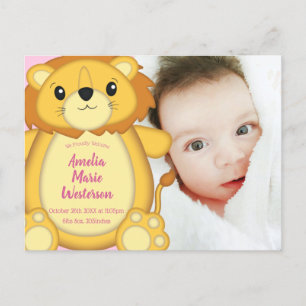 Lion Baby Shower Pink Postcard