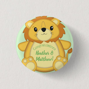 Lion Baby Shower Safari Button