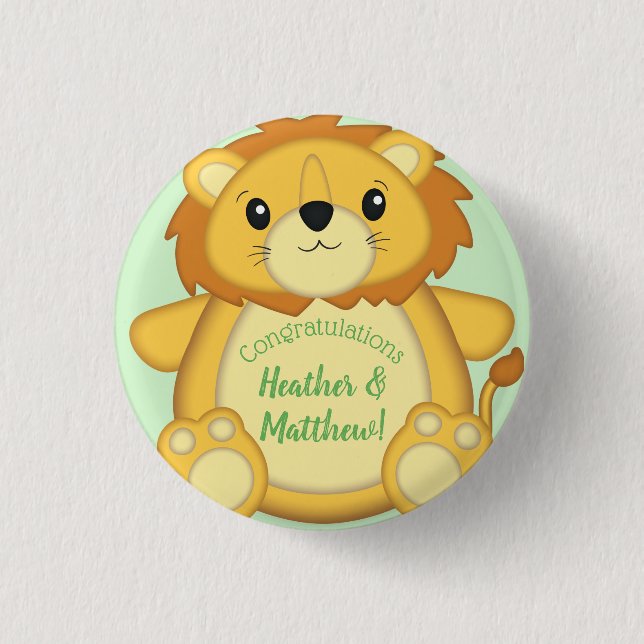 Lion Baby Shower Safari Button (Front)