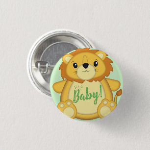 Lion Baby Shower Safari Button