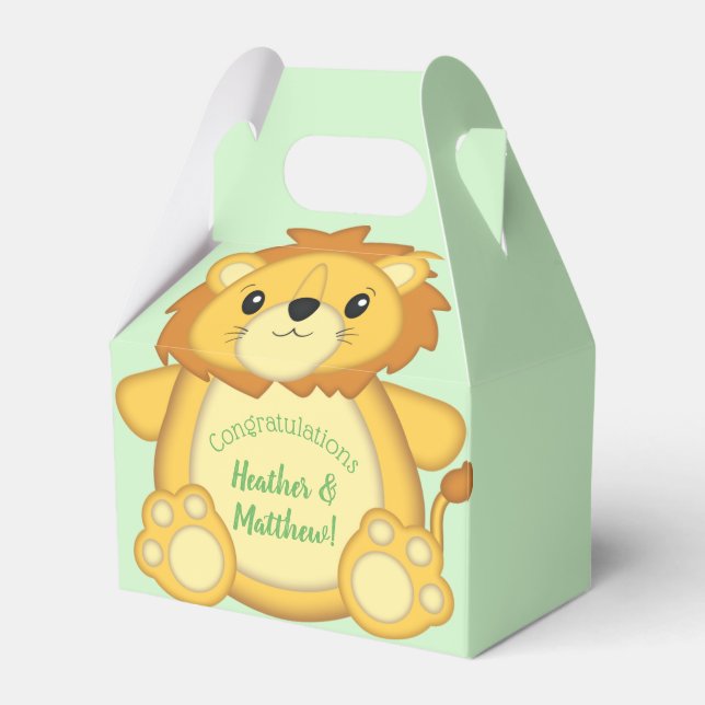 Lion Baby Shower Safari Favor Boxes (Front Side)