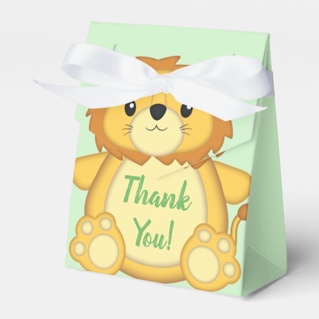 Lion Baby Shower Safari Favor Boxes (Front Side)