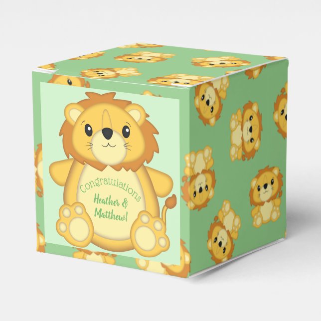 Lion Baby Shower Safari Favor Boxes (Front Side)