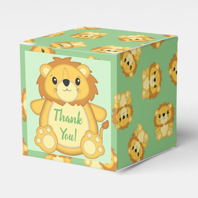 Lion Baby Shower Safari Favor Boxes (Front Side)
