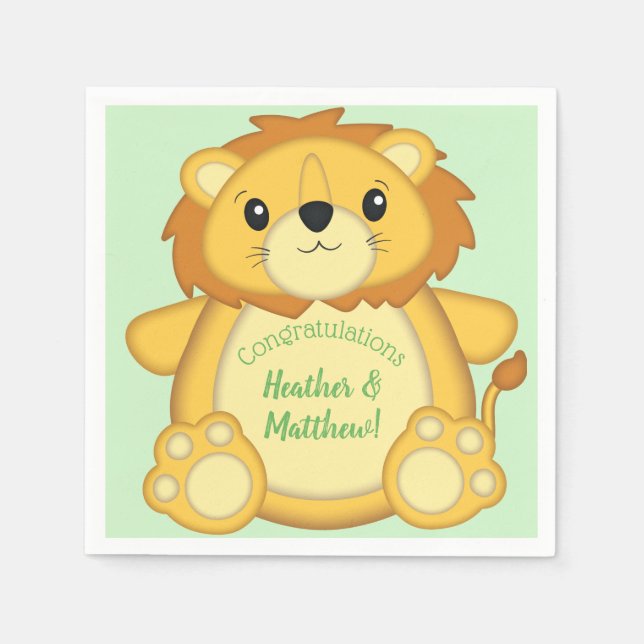 Lion Baby Shower Safari Napkins (Front)