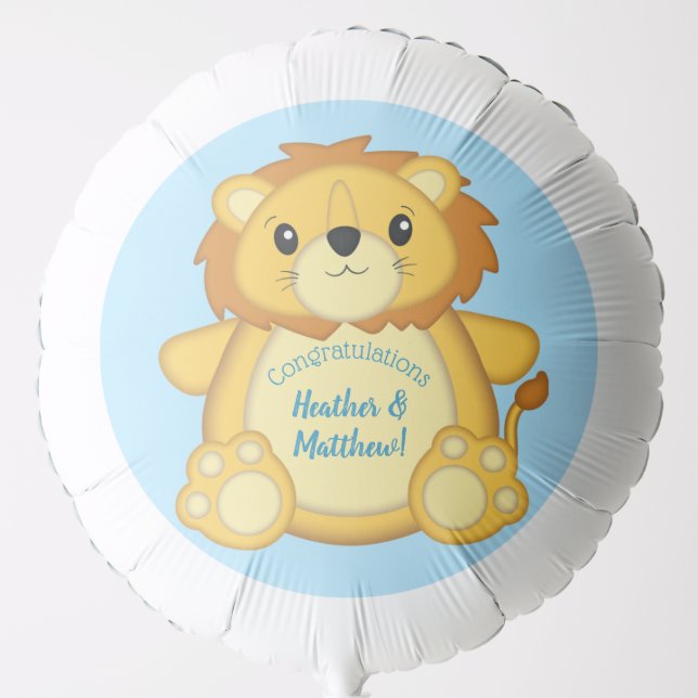 Lion Baby Shower Zoo Circus Blue Boy Balloon (Front)